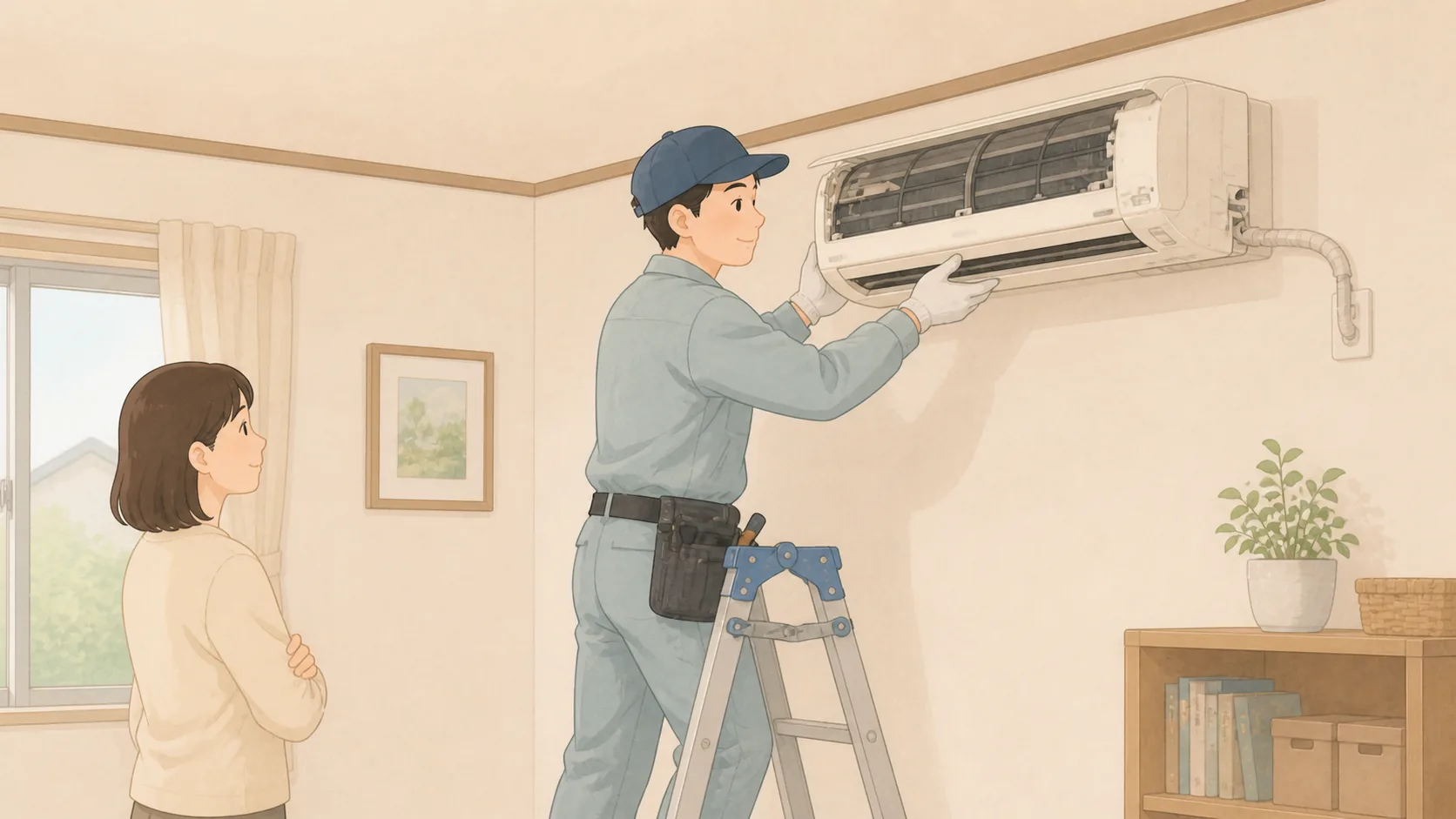 建て替え中のエアコンはどこに保管する?取り外しから再設置まで解説の荷物を整理して預けるイラスト