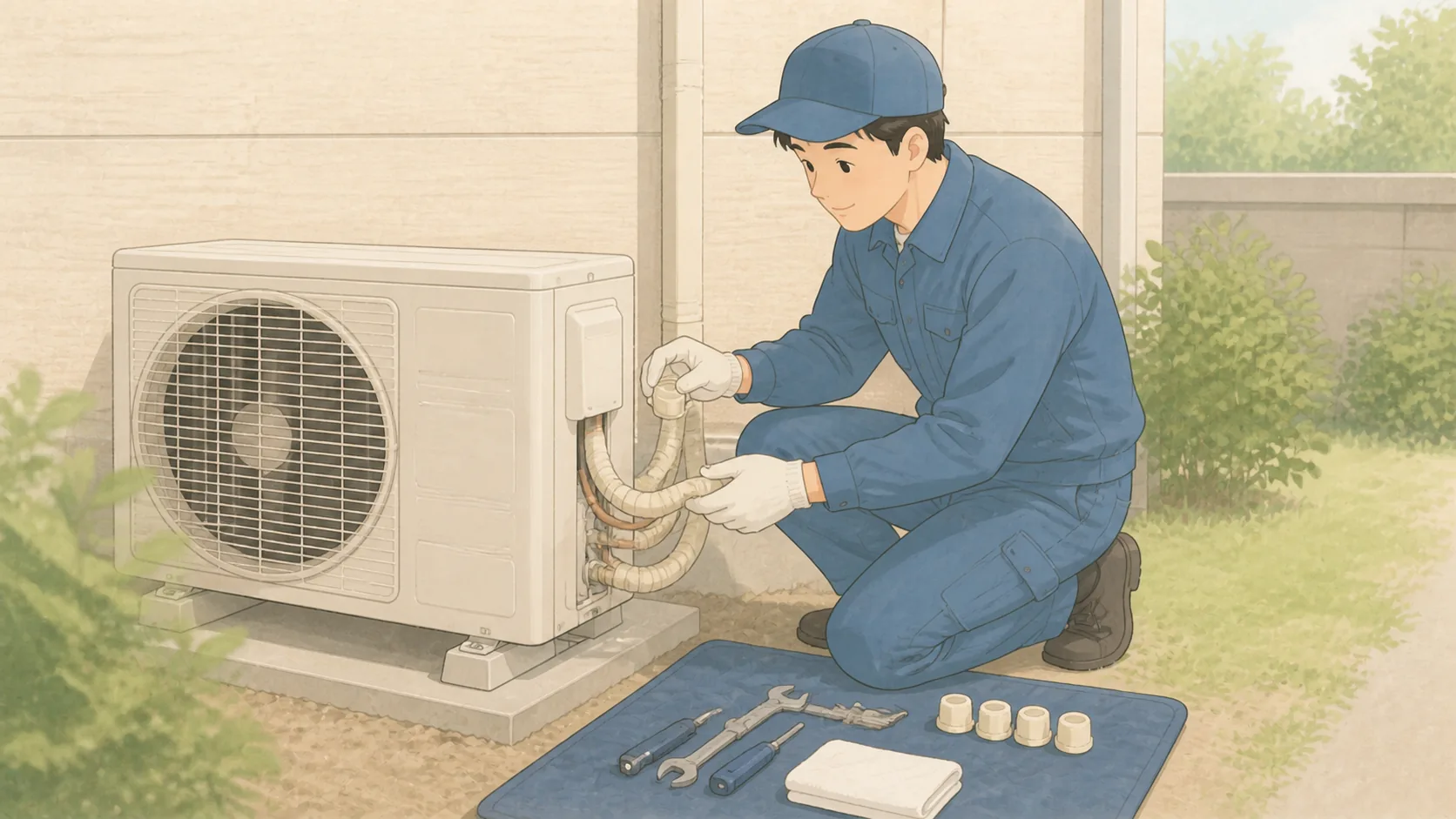 建て替え中のエアコンはどこに保管する?取り外しから再設置まで解説で保管前に確認するポイントのイラスト
