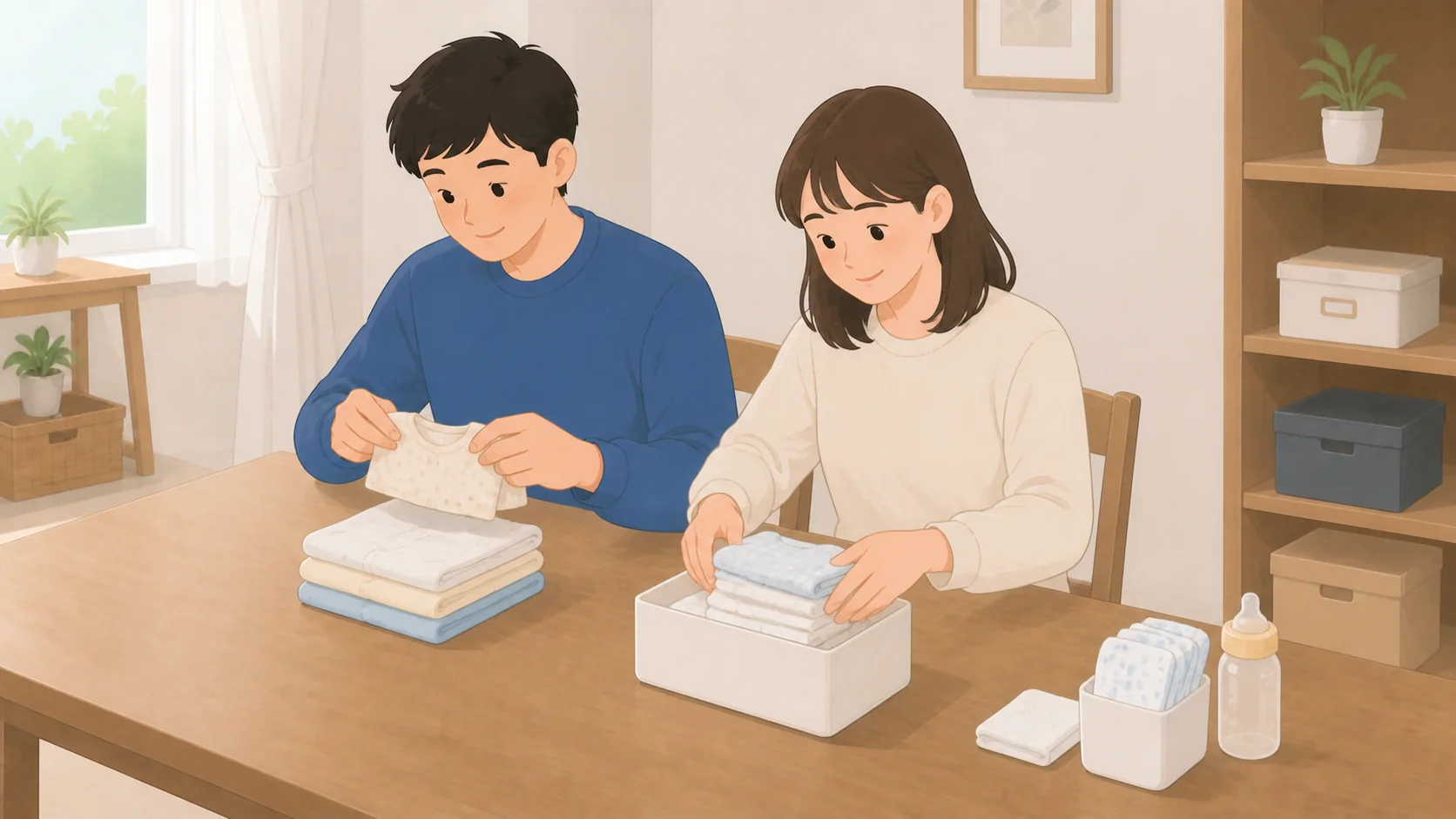 ベビー用品の保管はどこに預ける？次の子まで残す物の選び方の荷物を整理して預けるイラスト