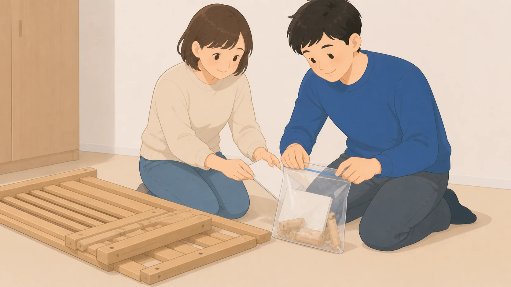 ベビー用品の保管はどこに預ける？次の子まで残す物の選び方の荷物を取り出して状態を確認するイラスト
