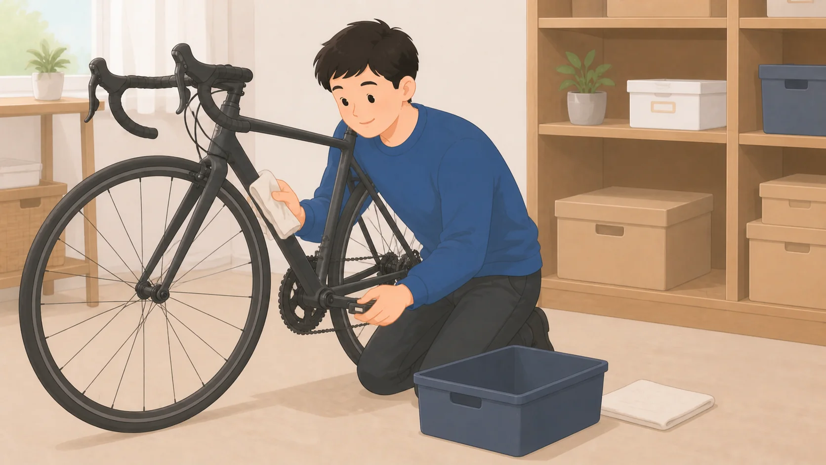 バイクの保管はどこに預ける？バイク対応物件の数と料金の荷物を整理して預けるイラスト