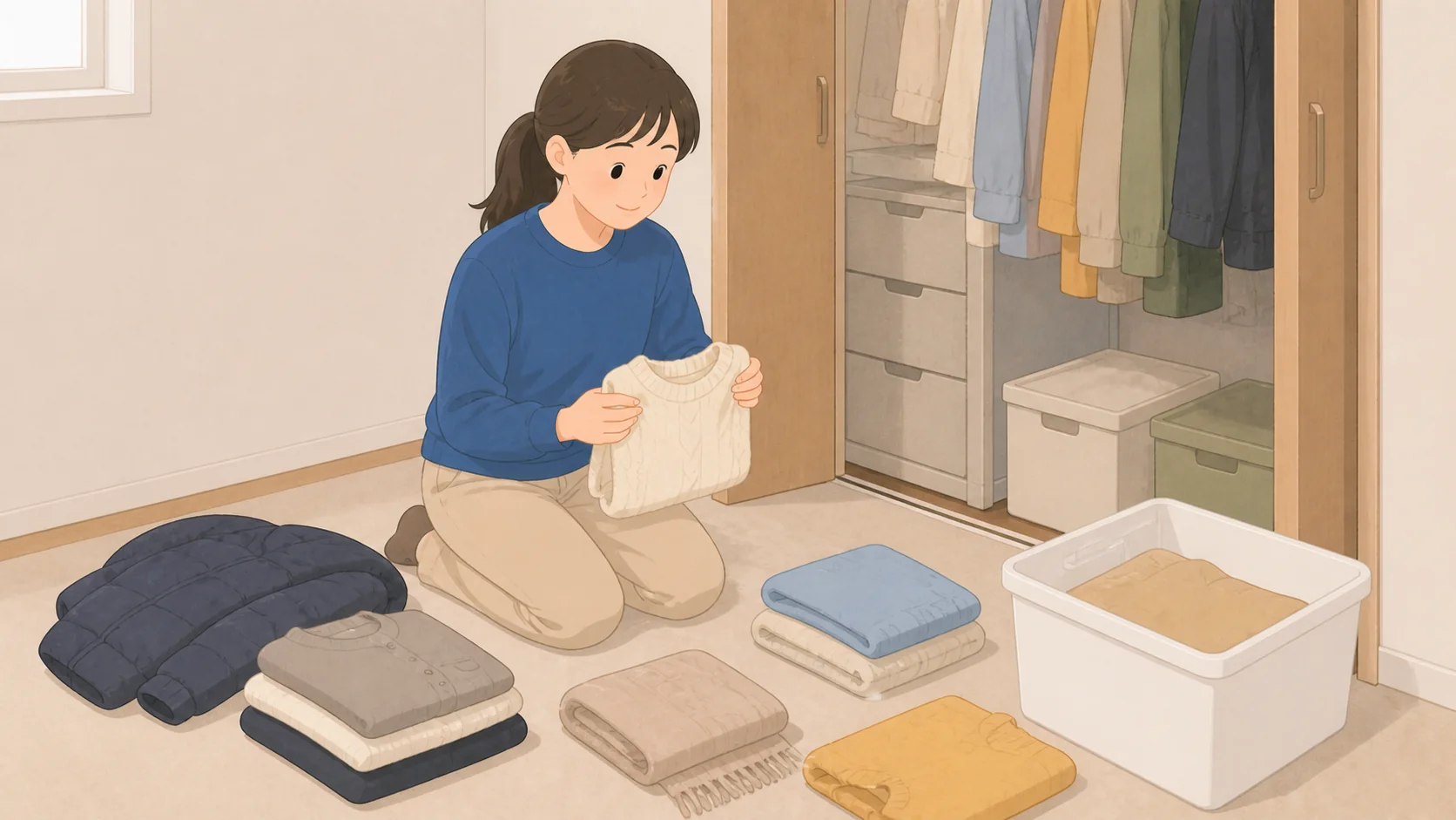 賃貸の収納不足を解決する預け先｜月額と取り出し費用で大きさや保管条件を確認するイラスト