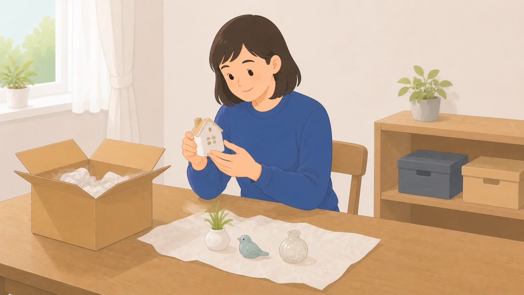 クリスマスツリーの保管はどこに預ける？高さ別の料金の荷物を取り出して状態を確認するイラスト