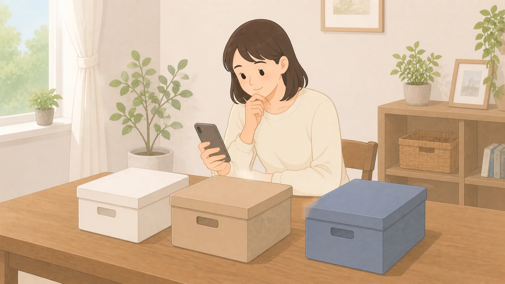 宅配型収納の取り出し送料を6社比較|何回出すと総額が変わる?の荷物を整理して預けるイラスト