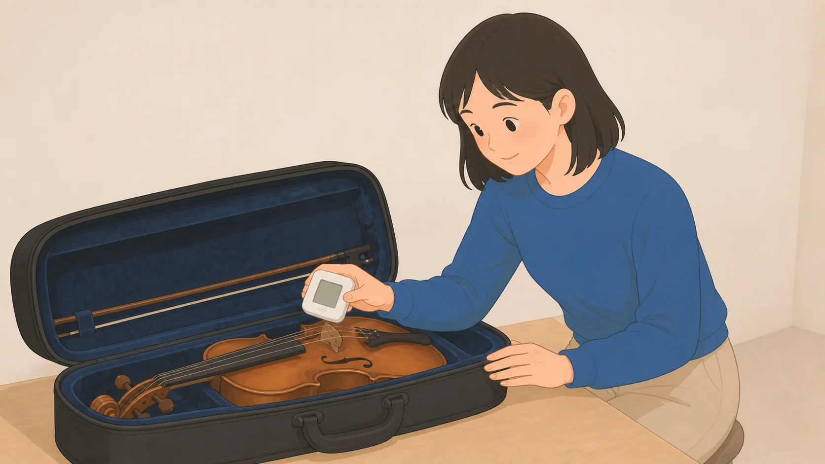 楽器の保管はどこに預ける？温湿度管理と預け入れ不可の注意で大きさや保管条件を確認するイラスト