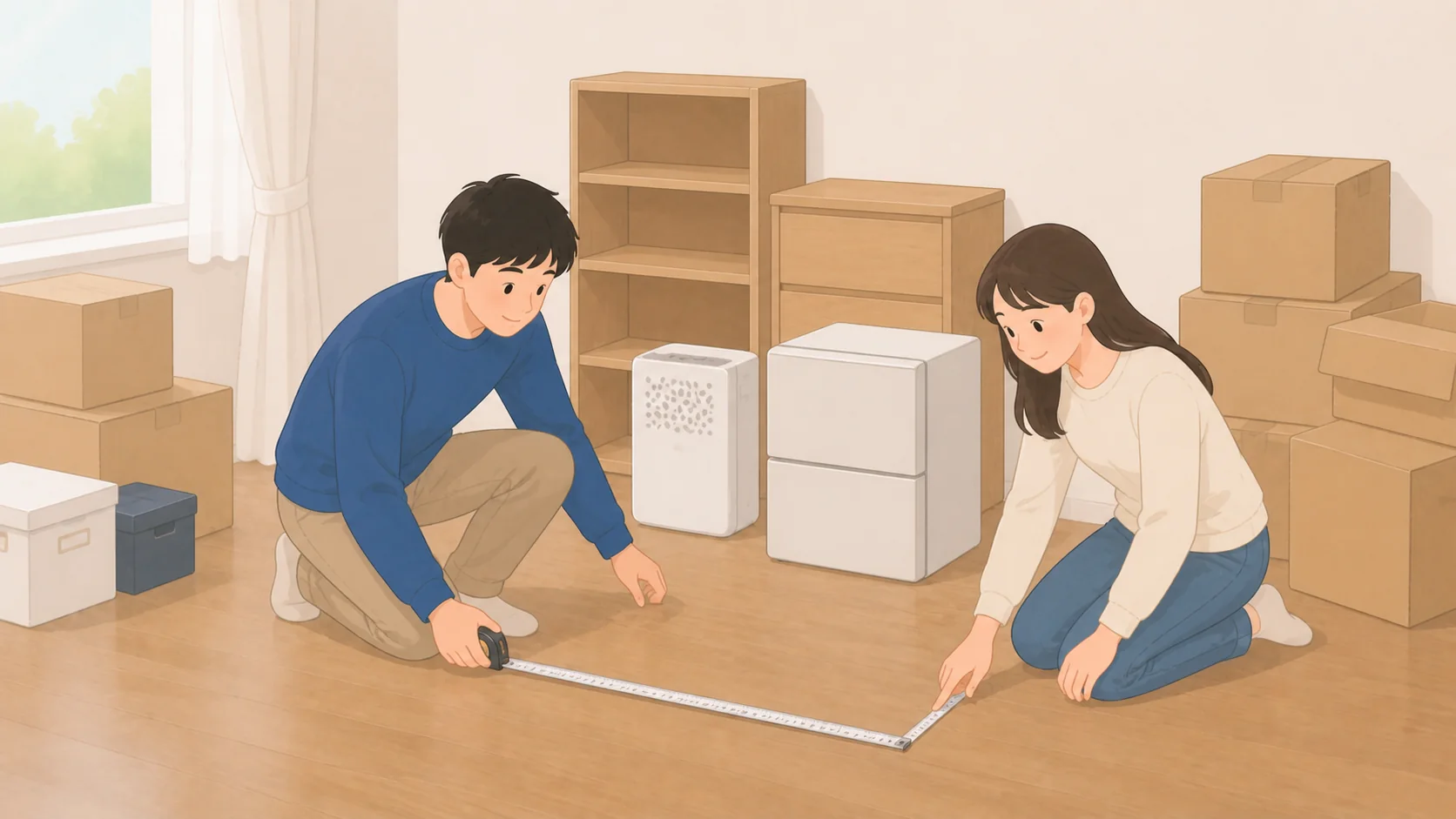 引っ越しの一時保管はどこに預ける？1〜2か月の総額比較で大きさや保管条件を確認するイラスト
