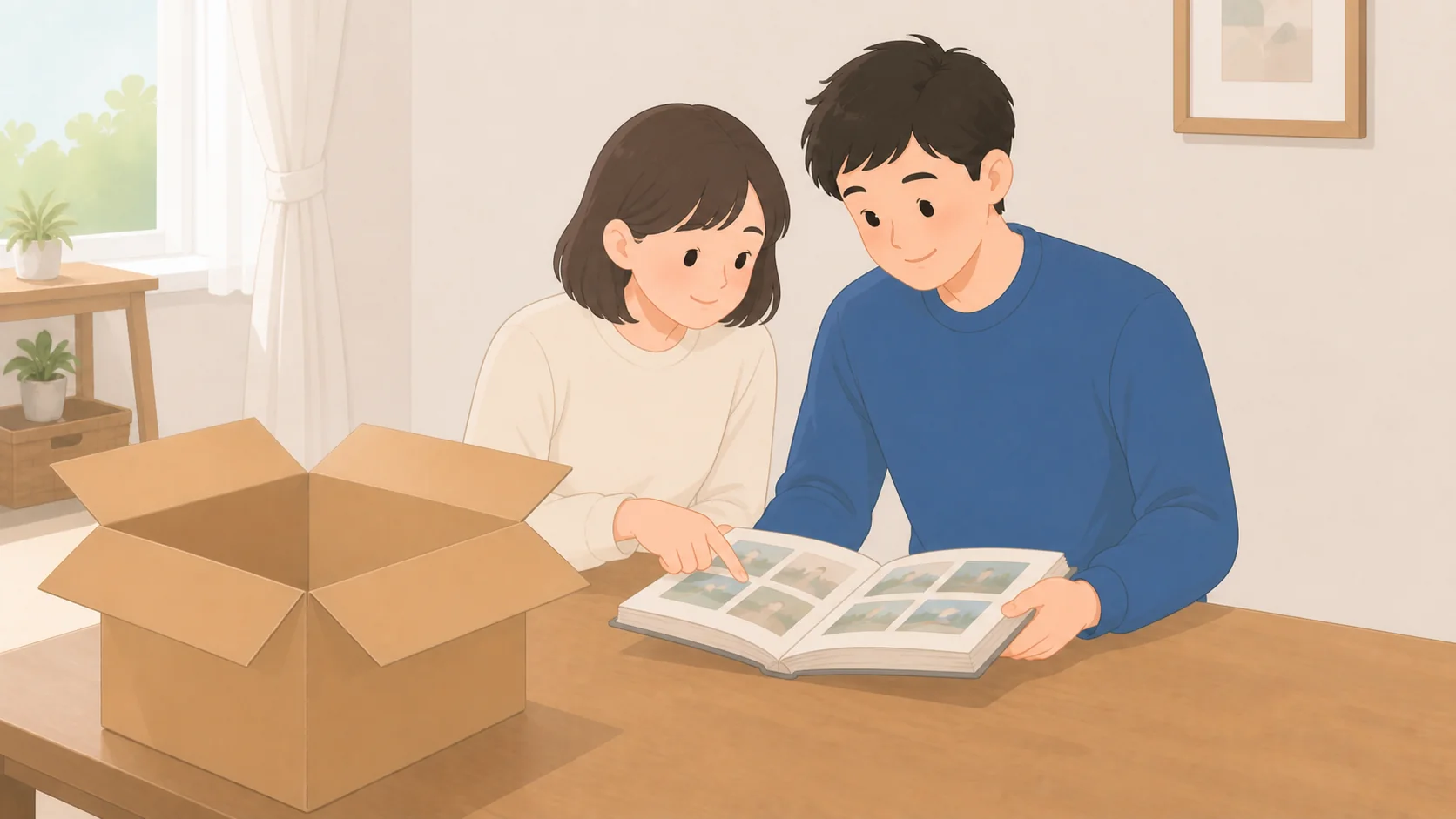 遺品の一時保管はどこに預ける？預けられない物と費用の荷物を取り出して状態を確認するイラスト