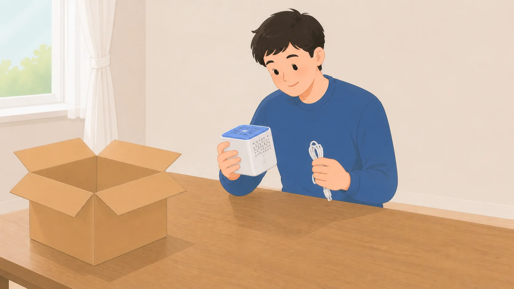 家電の保管はどこに預ける？預けられない家電と料金の荷物を取り出して状態を確認するイラスト