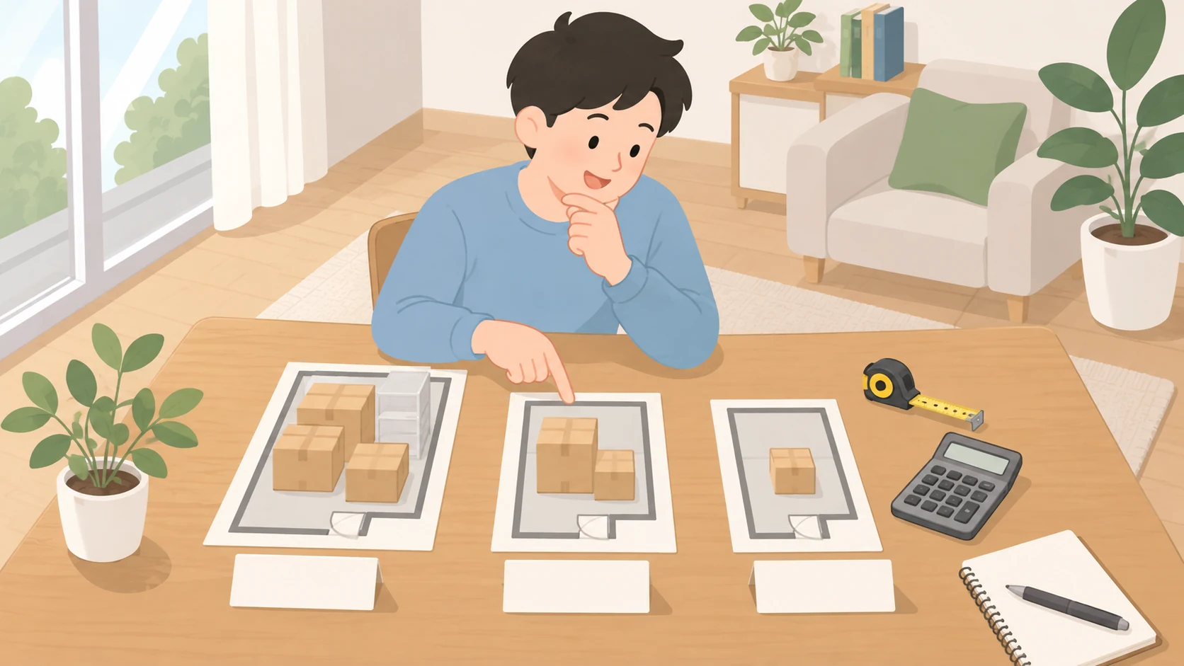 名古屋市の安いトランクルームは?86物件・567室の料金相場を実測の荷物を取り出して状態を確認するイラスト