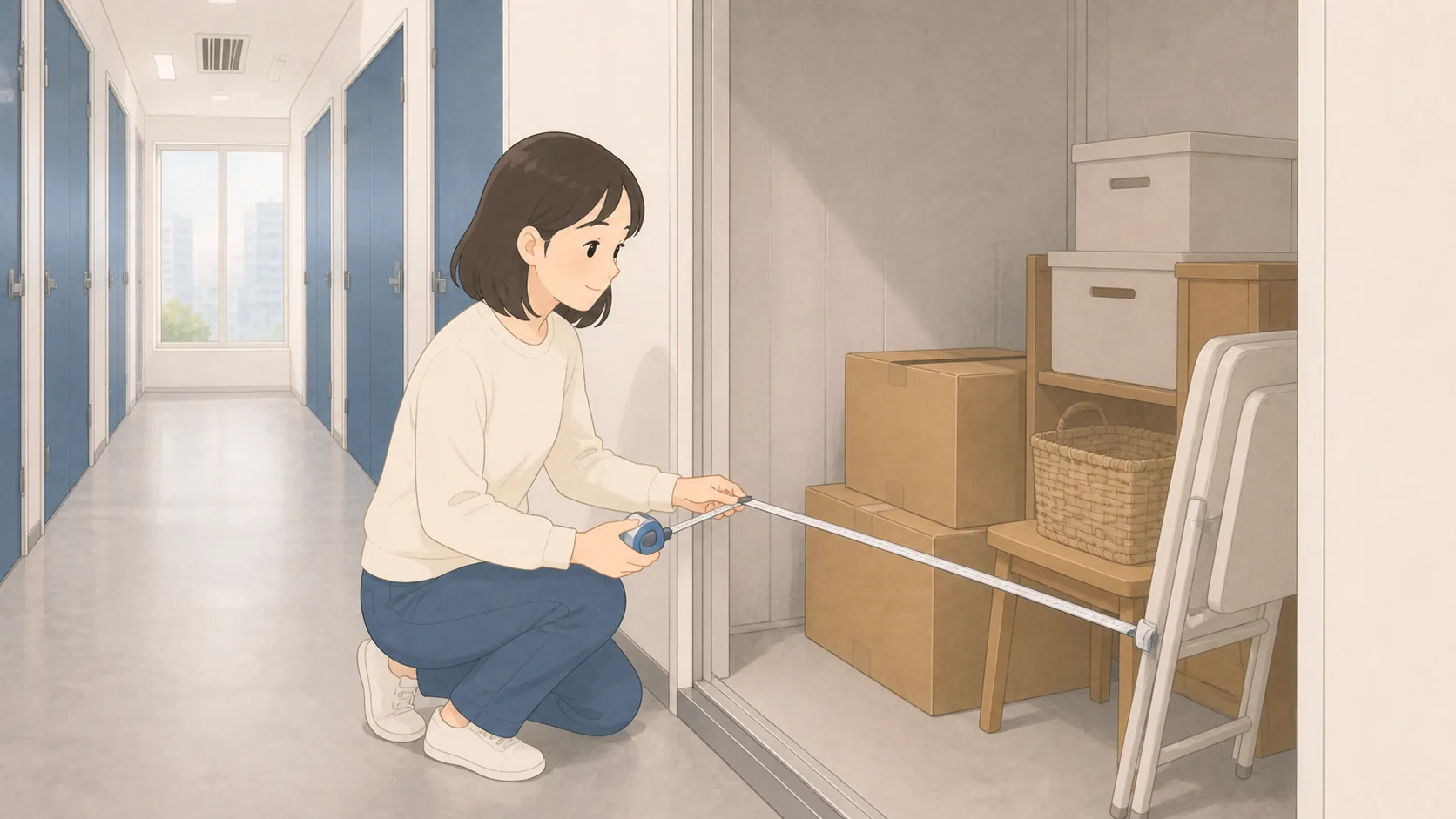 沖縄のトランクルームが東京より高いのはなぜ?空室データで検証で大きさや保管条件を確認するイラスト