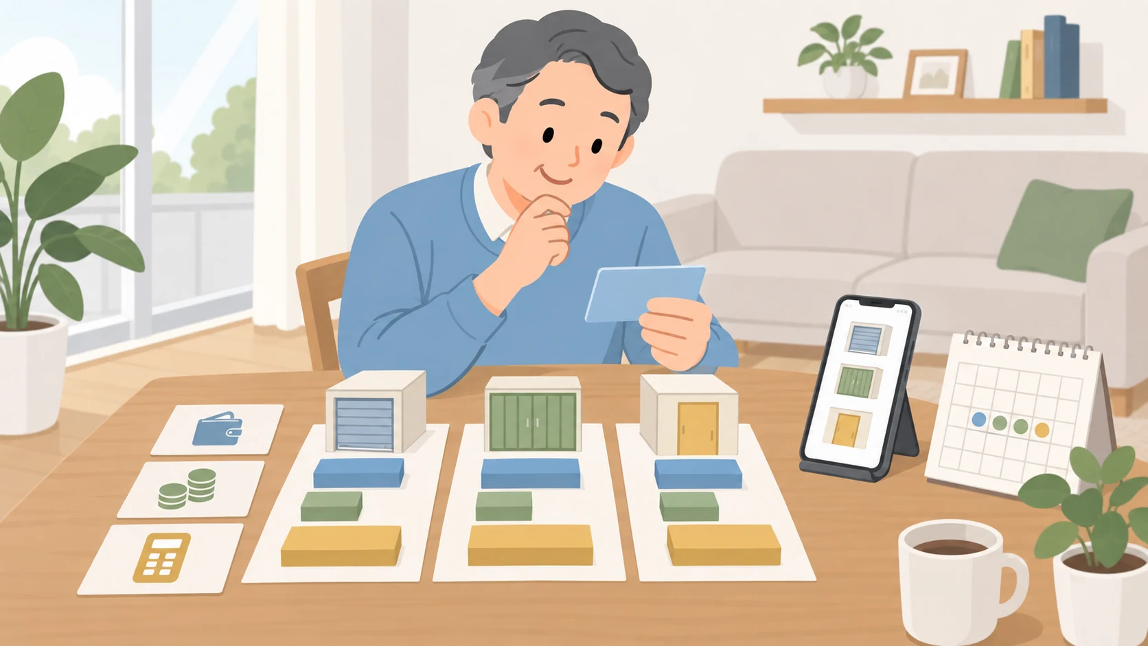 大阪市の安いトランクルームは?66物件・374室の料金相場を実測の荷物を取り出して状態を確認するイラスト