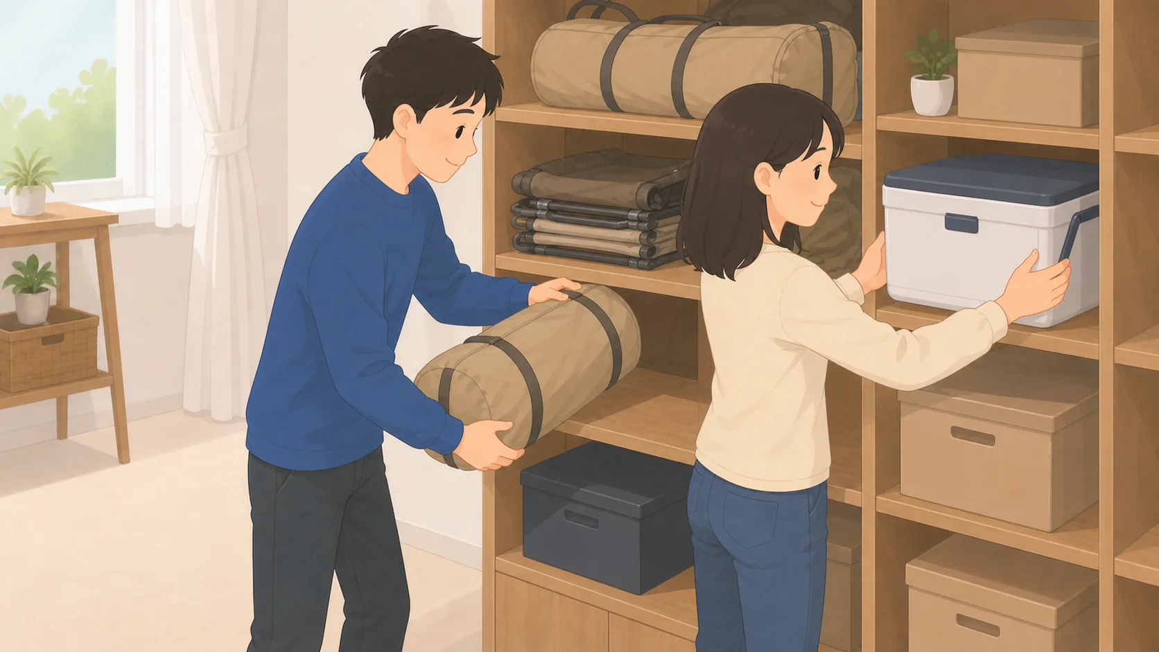 アウトドア・キャンプ用品の保管｜必要な広さと料金比較で保管前に確認するポイントのイラスト
