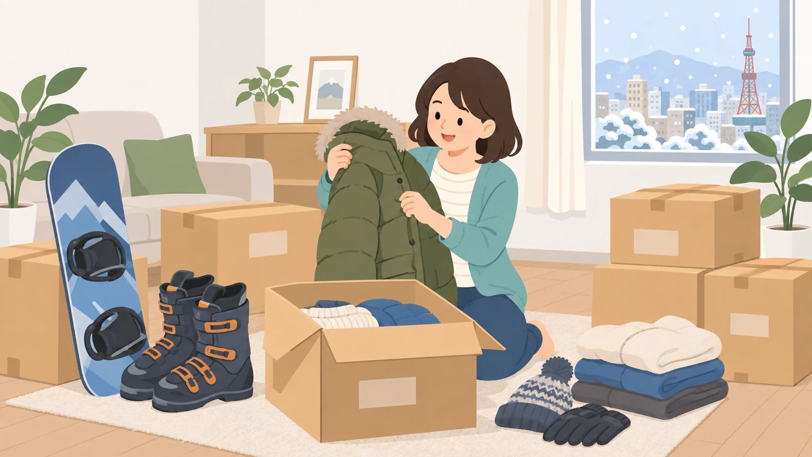 札幌の安いトランクルームは?39物件・408室の料金相場を実測の荷物を整理して預けるイラスト