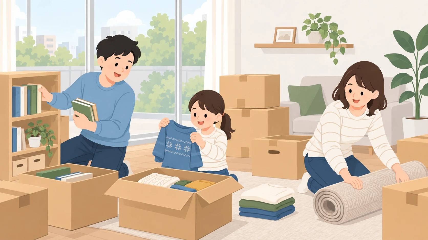 仙台の安いトランクルームは?50物件・328室の料金相場を実測の荷物を整理して預けるイラスト