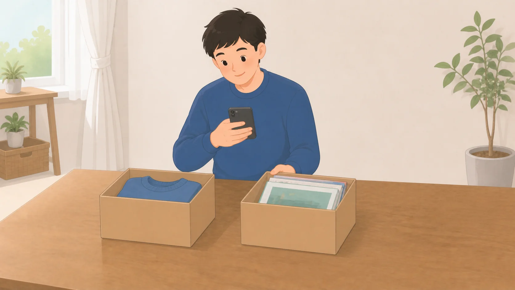 minikuraの料金と評判｜1年以上の保管で箱の取り出し送料無料の利用条件や収納方法を確認する説明イラスト