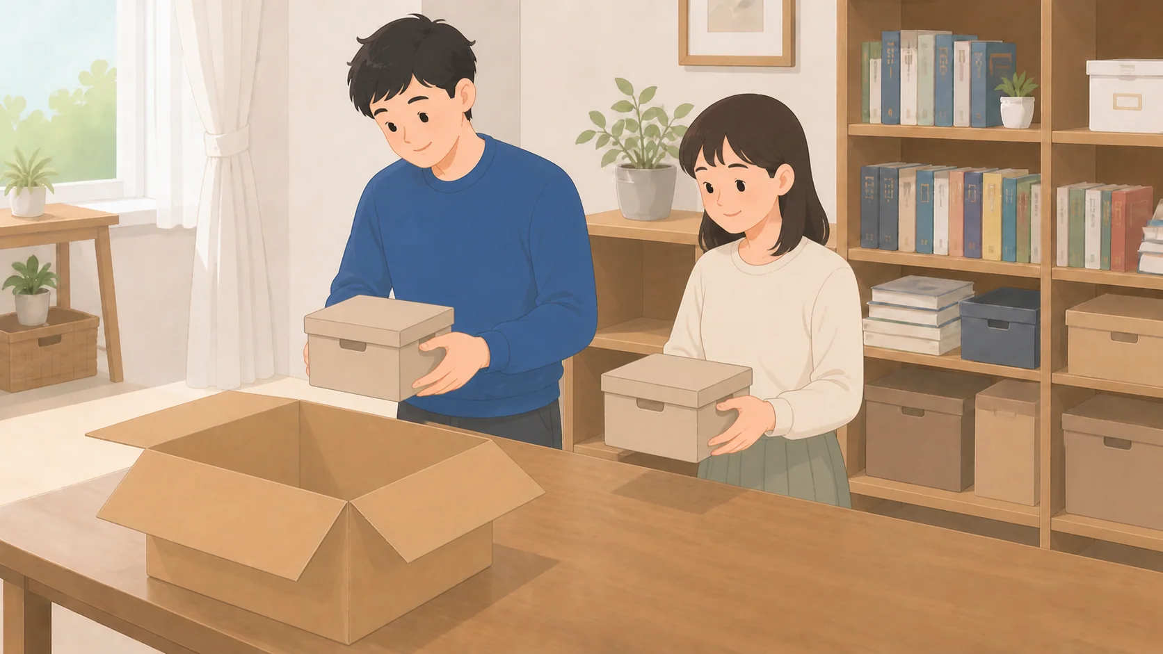 ストレージ王の料金と評判｜表示月額に含まれない毎月1,400円から荷物を取り出して確認する説明イラスト