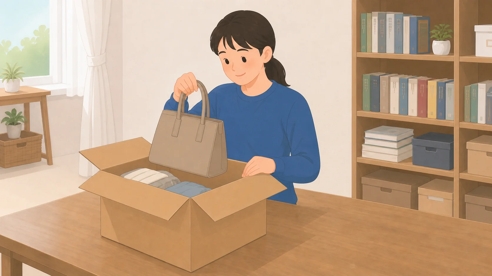 サマリーポケットの料金と評判｜取り出し352円からの宅配型収納で荷物を保管・取り出しする説明イラスト