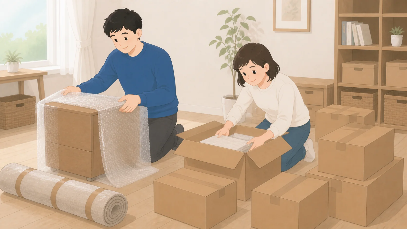 宅トラの料金と評判｜ヤマトが運ぶ大型対応の宅配型収納を利用する流れの説明イラスト
