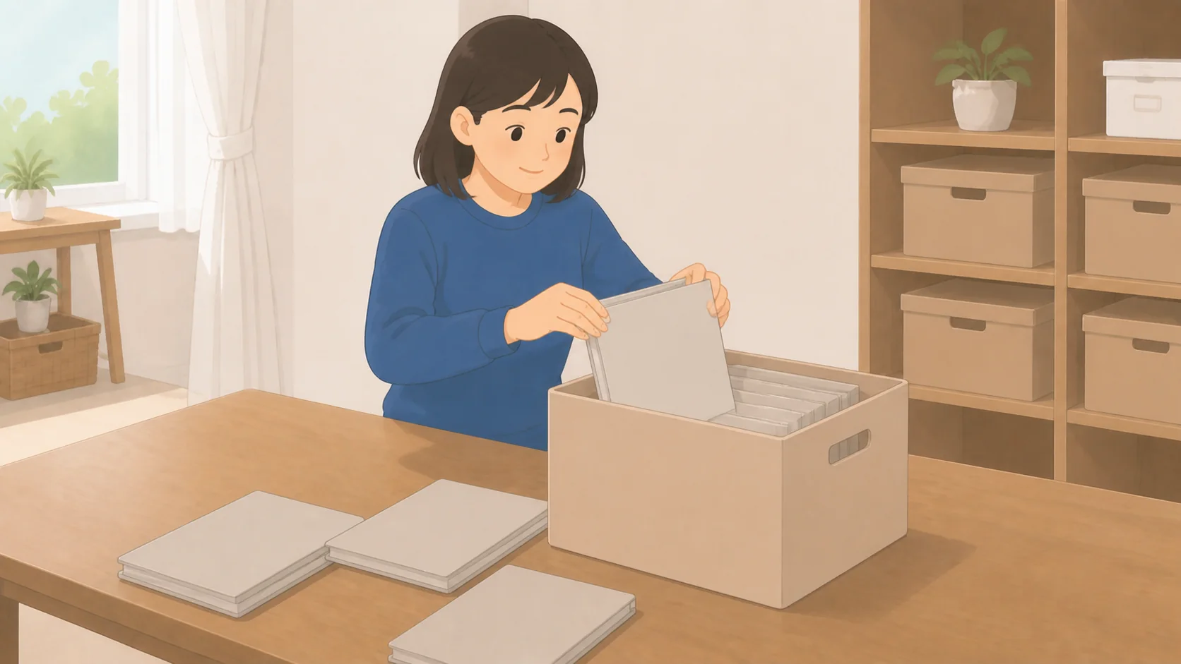 書類の保管はどこに預ける？1箱あたりの料金と補償の上限の荷物を整理して預けるイラスト