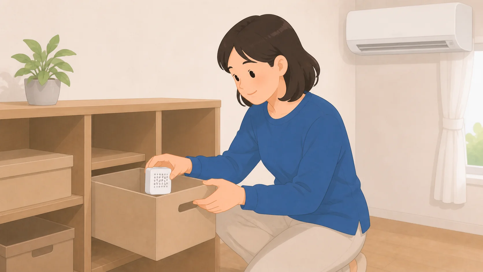 書類の保管はどこに預ける？1箱あたりの料金と補償の上限の荷物を取り出して状態を確認するイラスト