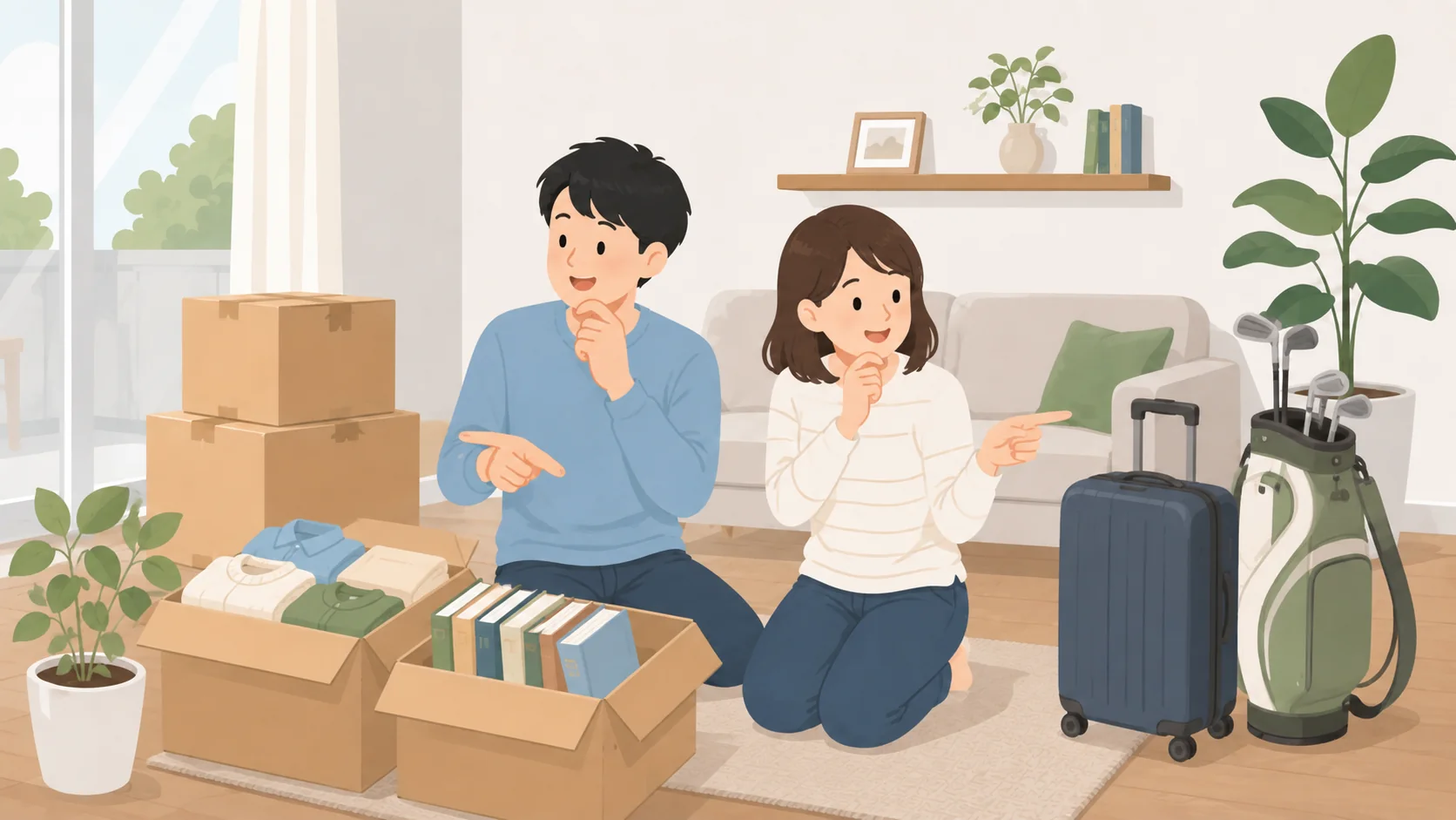 サマリーポケットとAZUKELを比較|4・6・12カ月の総額と荷物別の選び方で大きさや保管条件を確認するイラスト