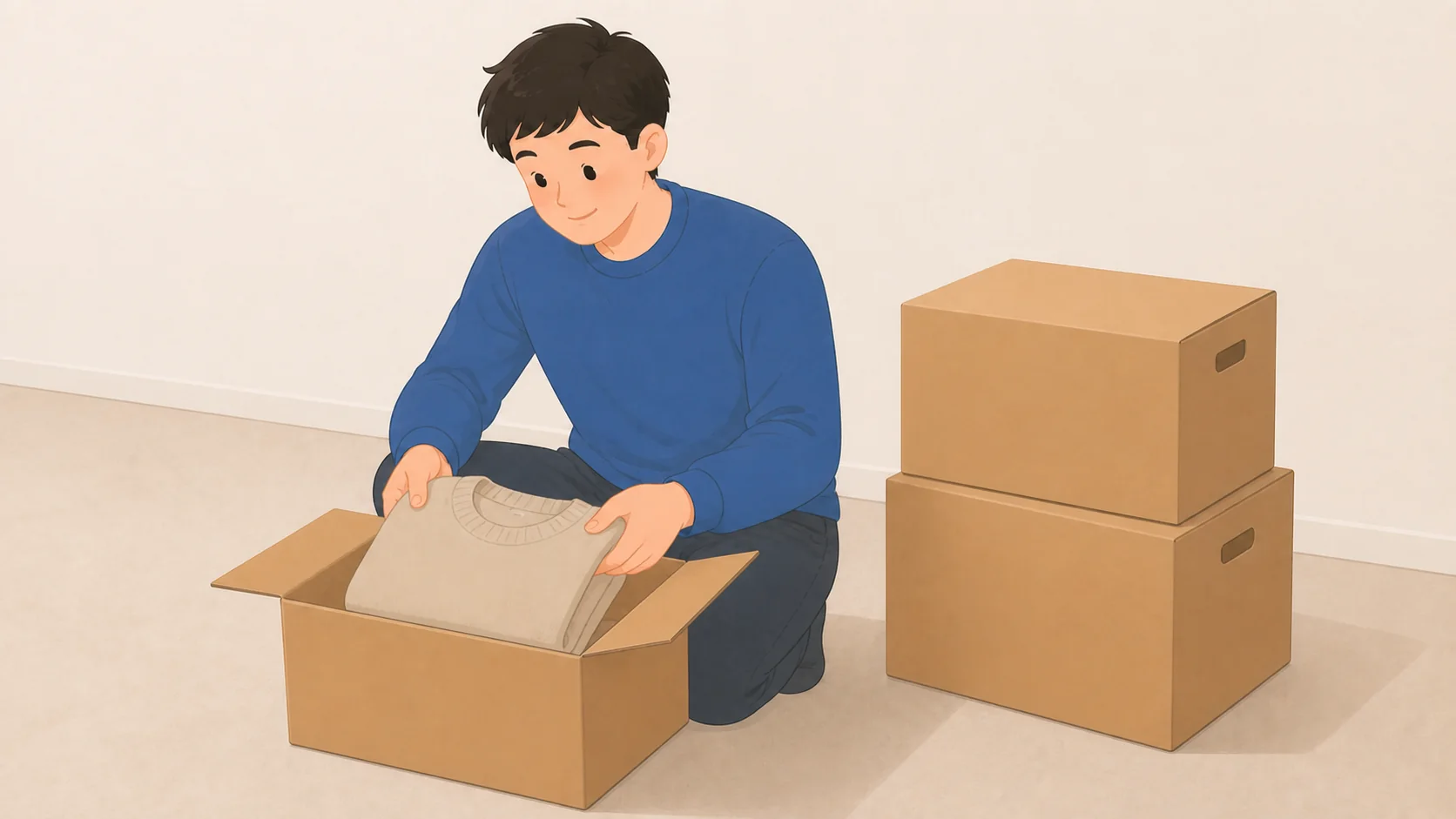 単身赴任で置いていく荷物の預け先｜2〜3年の総額比較で大きさや保管条件を確認するイラスト