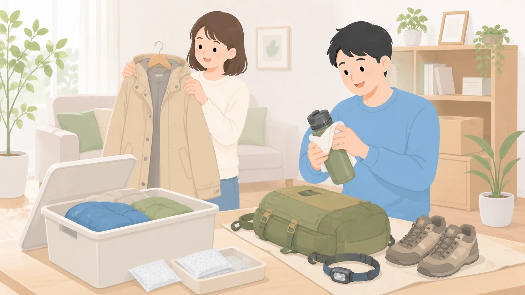 トランクルームの湿気・カビ対策|預ける前・保管中にやることの荷物を整理して預けるイラスト