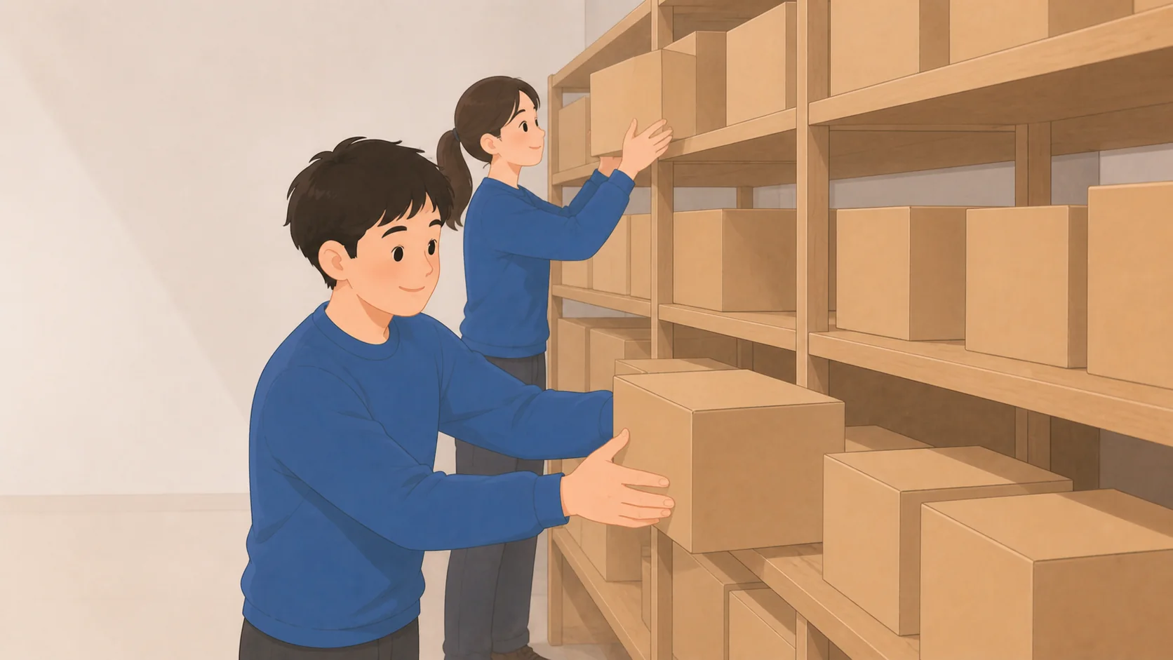個人事業の在庫・道具の保管場所｜月額と出し入れのしやすさで大きさや保管条件を確認するイラスト